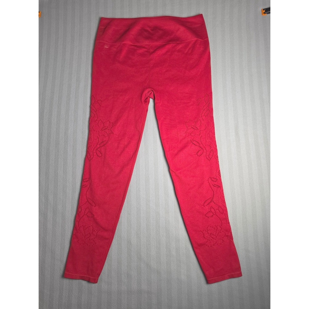 Fabletics Womens XL Red Floral Pointelle Seamless High Waist Leggings LG2253623